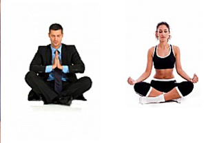 business man and woman meditating